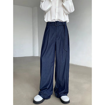 Aidase Men Spring Summer Korean Streetwear Fashion Loose Casual Lightweight Belt Wide Leg Pants Man Vintage Baggy Trousers aidase-shop
